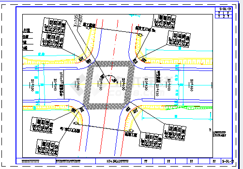 长沙市30m宽城市次干路CAD设计图纸102张（含交通排水照明绿化）-图一