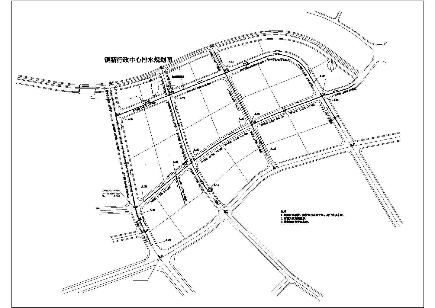 某镇新行政中心排水规划图