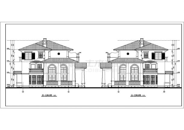 某地三层欧式联排别墅建筑方案设计图-图二