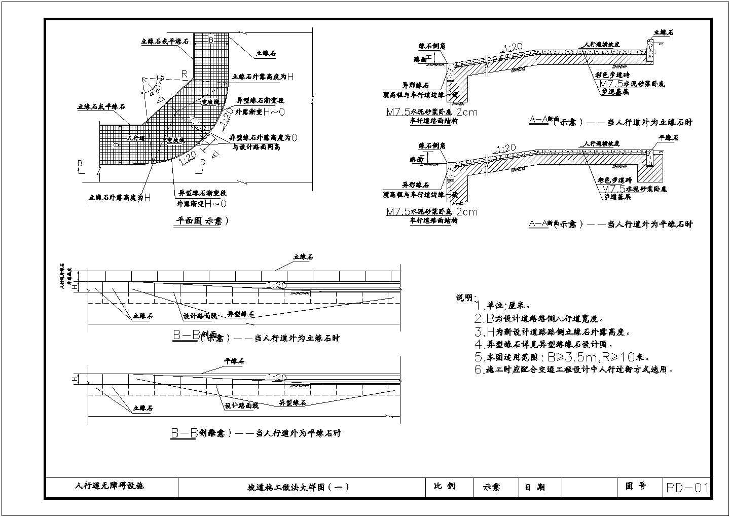 城市道路人行道无障碍设施及盲道设计通用图34张（含天桥 地道）