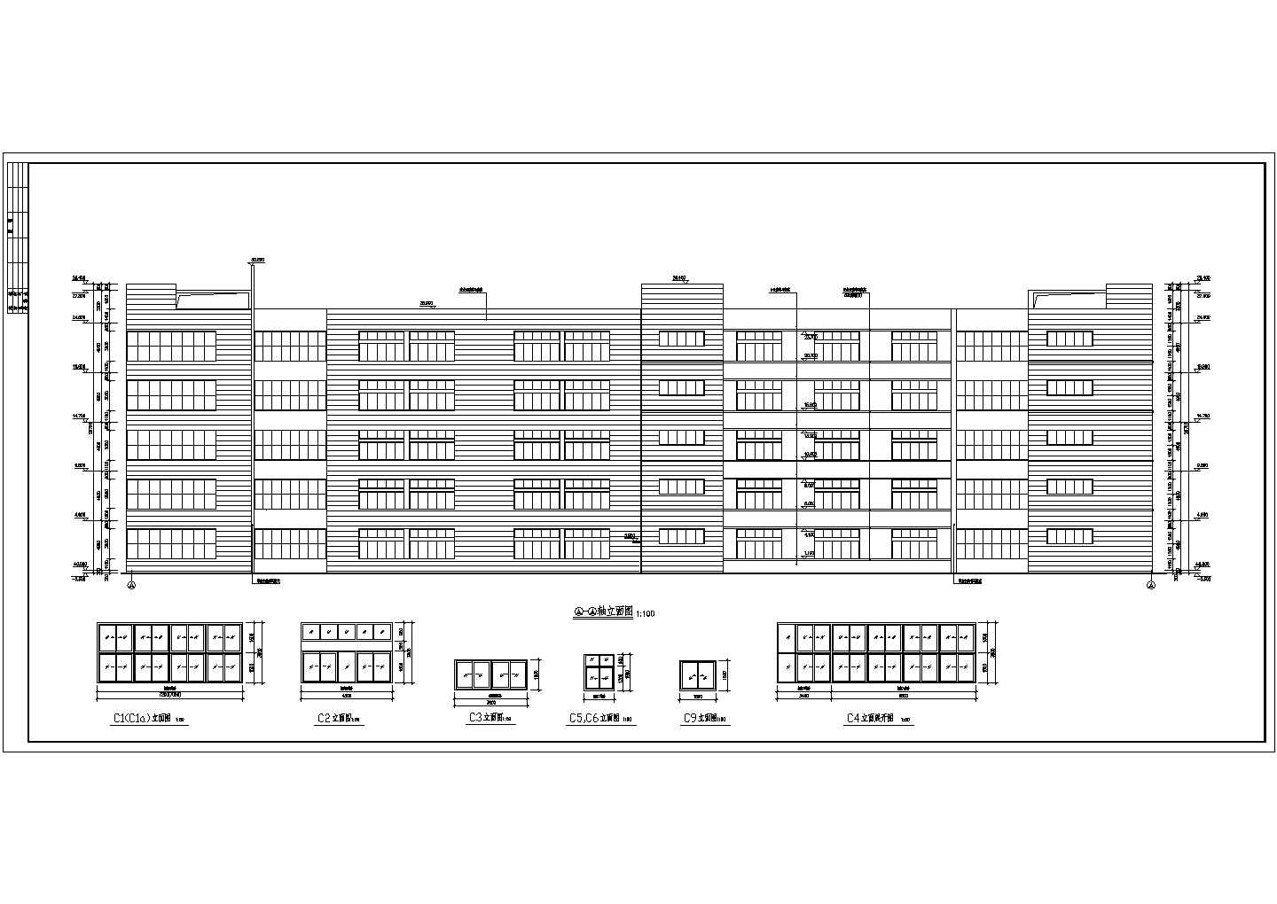 某现代造型多层大厂房建筑设计施工图