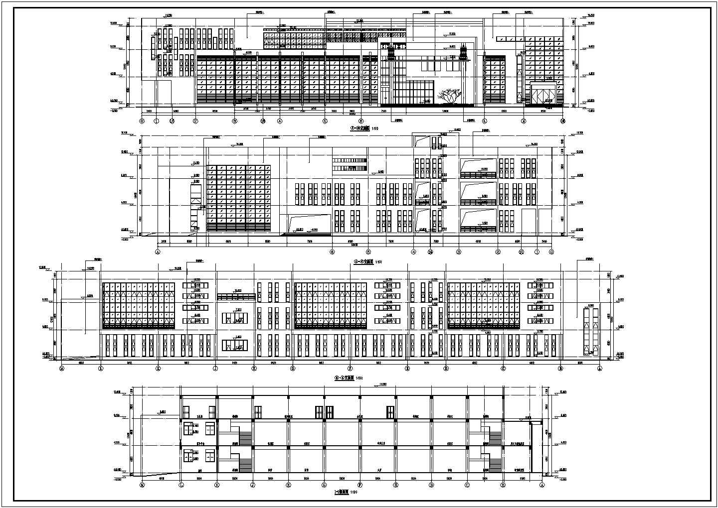 某地三层框架结构图书馆建筑设计方案图纸