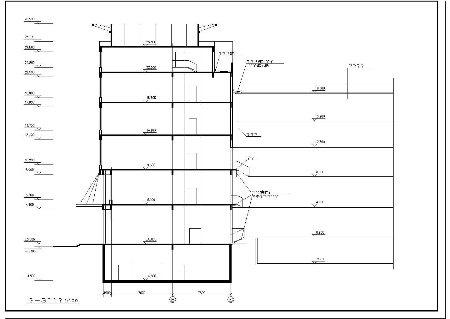【海城】某商厦多层楼建筑设计施工图纸