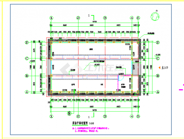 新建倔百农贸市场建筑设计施工图（框架结构 建筑面积226平方米）-图一