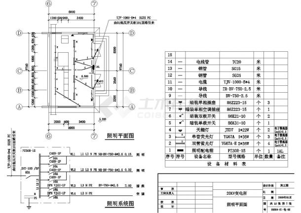 【苏州】某20KV变电所电气设计cad图纸-图一