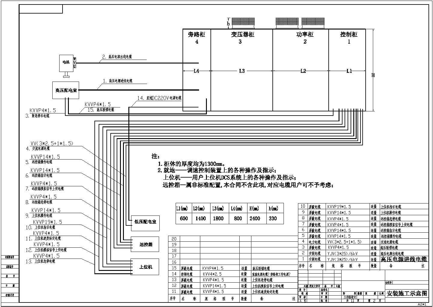 10kV高压变频柜电气原理设计图纸