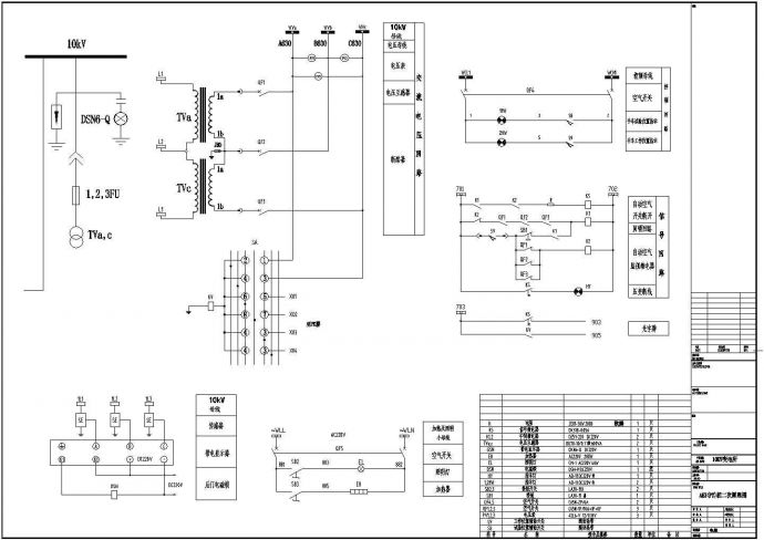 10KV变电站电气设计cad图纸（进线柜二次原理）_图1