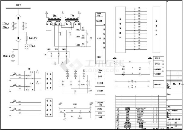 10KV变电站电气设计cad图纸（进线柜二次原理）-图二