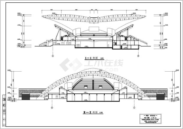 某大学三层框架结构体育馆建筑设计方案图-图一