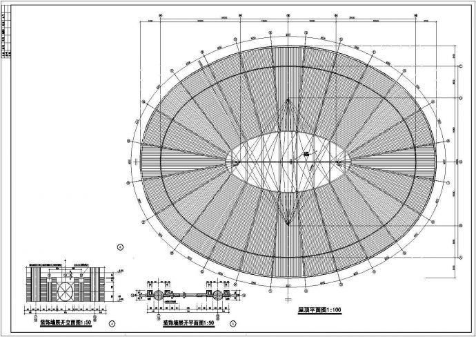 某学校单层带地下室体育馆建筑设计平面方案图_图1