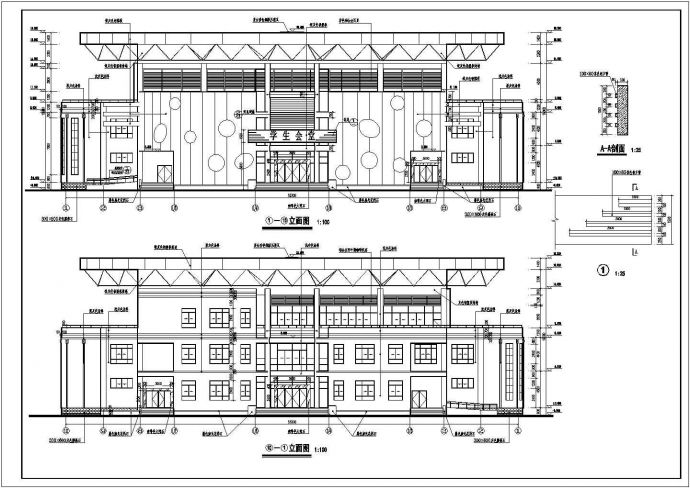 某地三层框架结构体育馆建筑设计施工图_图1