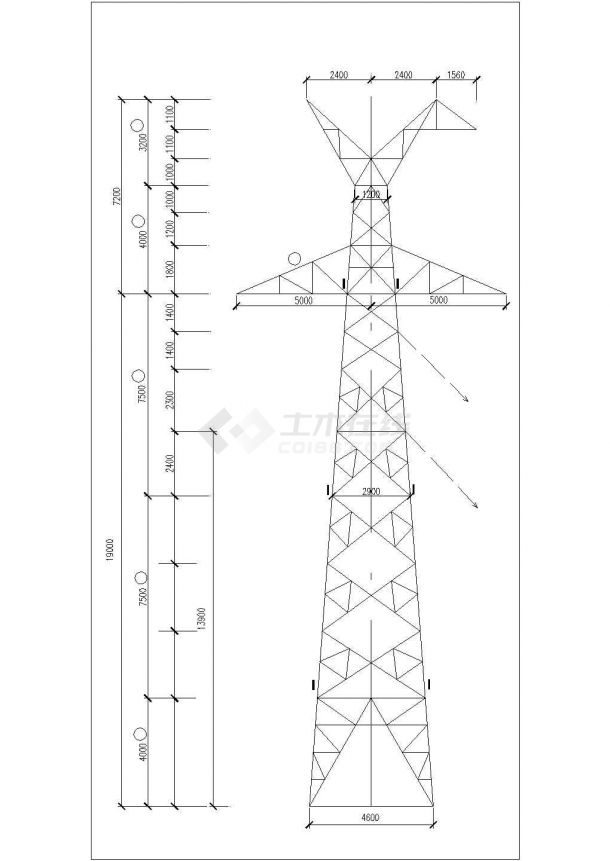 110KV送电线路猫头型直线塔图纸，共13张-图一