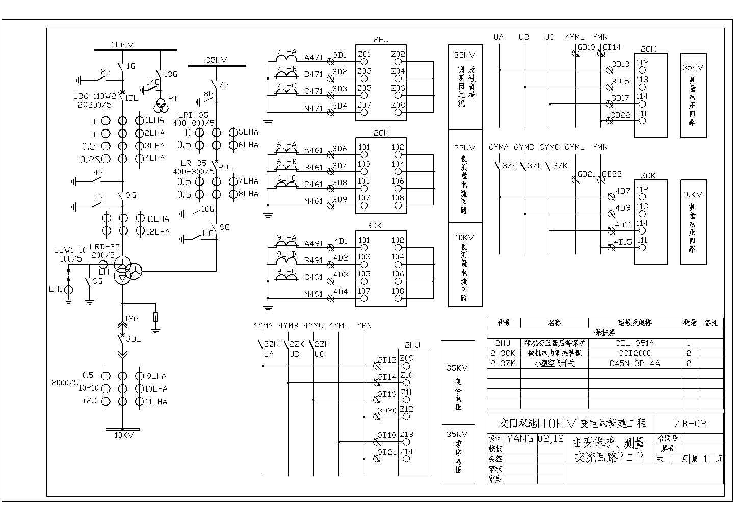 某110KV变电站工程综合自动化系统设备二次图纸(第三部分)