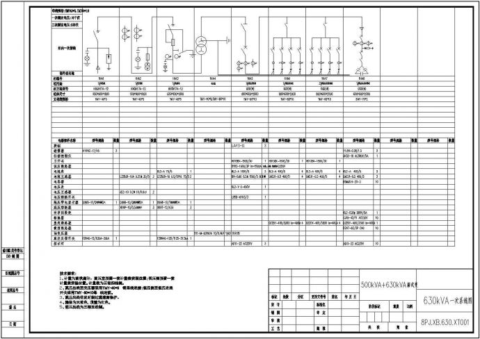 600KVA箱变电气一次系统设计图纸_图1