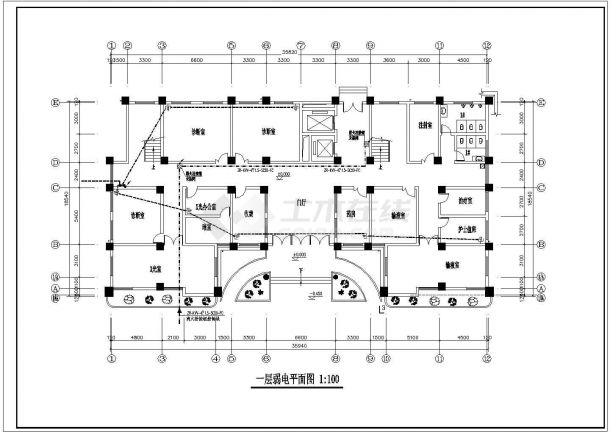 青岛市某六层医院电气施工CAD布置图-图二