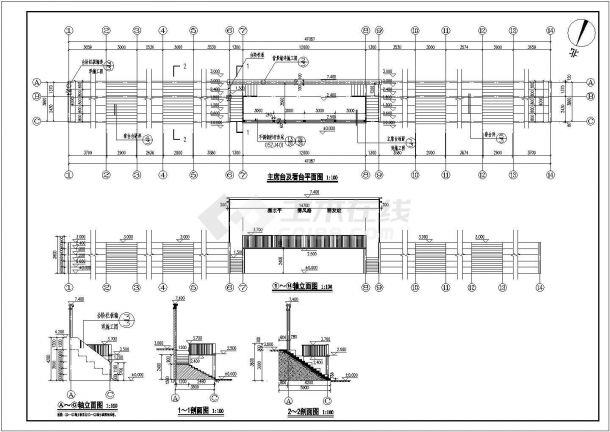 简易中学主席台及看台建筑设计施工图-图一