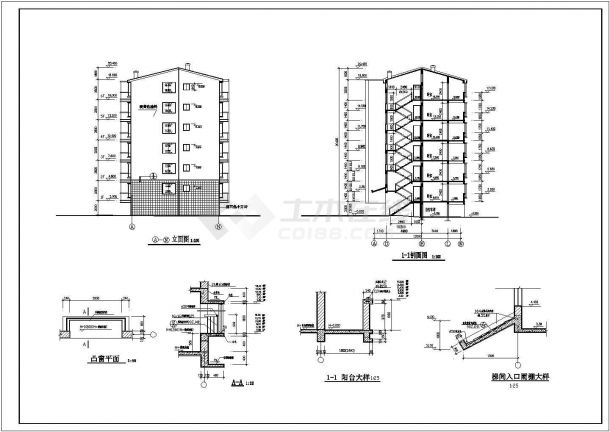 某地6层砖混结构住宅楼建筑施工图纸-图二