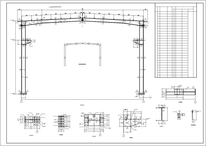 某地单层钢结构厂房部分结构施工图_图1