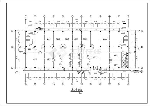 某公司三层办公宿舍楼建筑设计图纸-图一