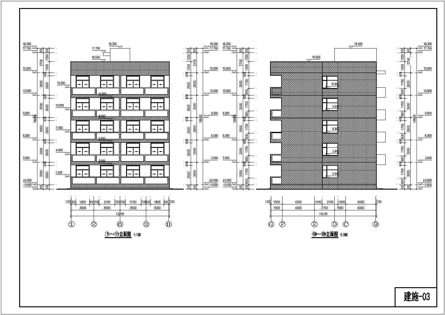 某地五层砖混结构点式住宅（建筑、结构）施工图