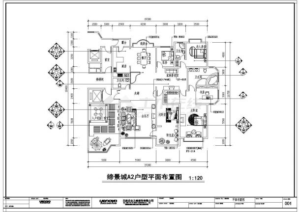 欧式风格户型住宅装饰装修设计图纸（含效果图）-图一