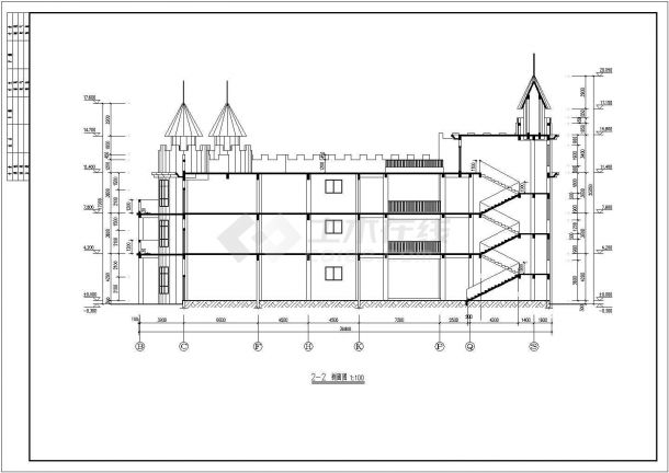 某地三层框架结构幼儿园建筑设计施工图（9个班）-图一