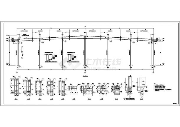 [节点详图]24米跨钢结构厂房刚架节点详图-图二