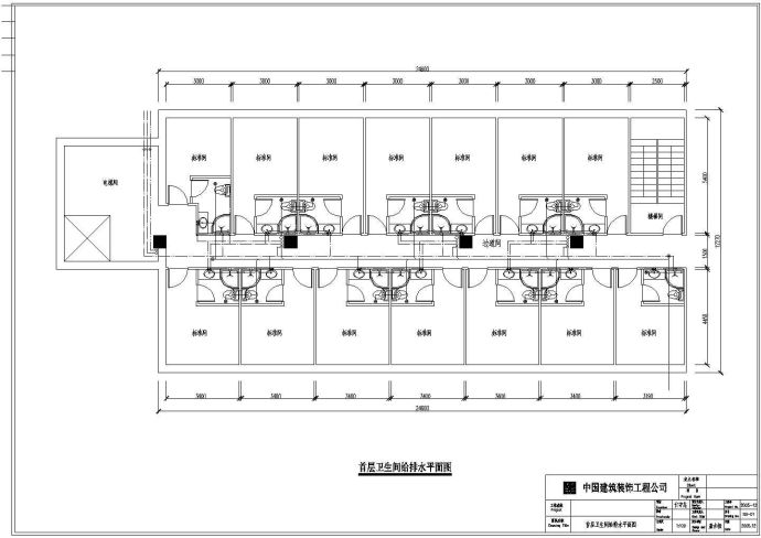 某四层酒店室内卫生间给排水设计施工图_图1