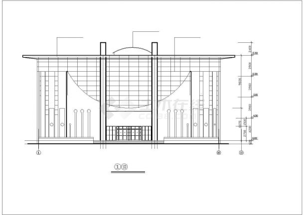 某地四层图书馆建筑设计方案设计图-图一