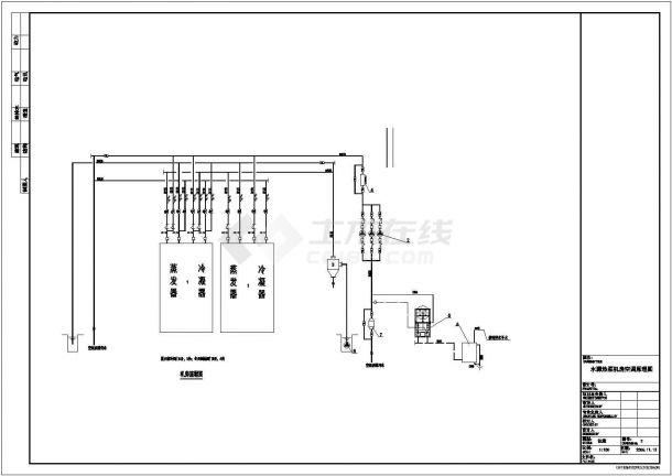 两台满液式水源热泵机组机房设计图-图二