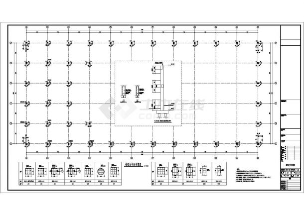 某地中学体育馆框排架结构施工图纸-图二