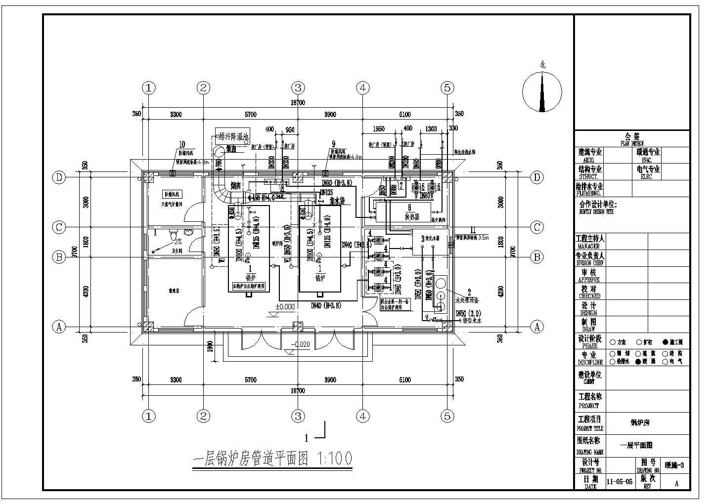 某180平燃气蒸汽锅炉房系统全套设计cad图纸