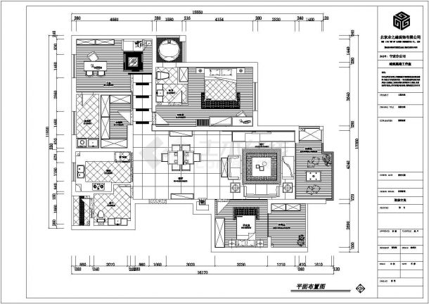 业之峰三居室室内设计施工图（含效果图）-图二