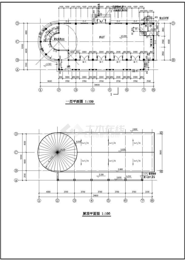 某住宅小区西班牙风格售楼处设计施工图-图一