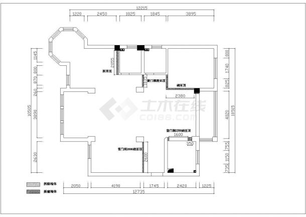黑白经典风格三室两厅装修设计施工图（含效果图）-图二