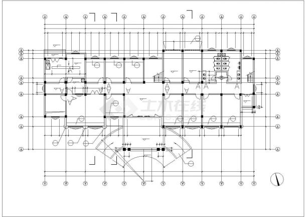 某地三层收费站建筑设计详细施工图纸-图一
