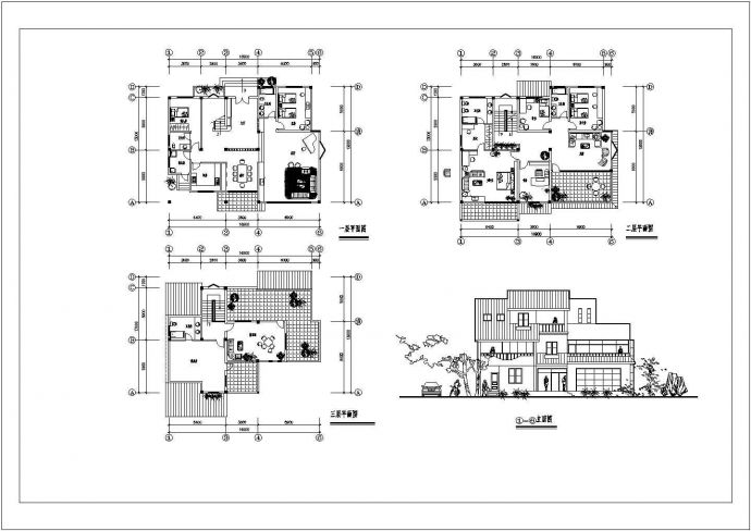 某地三层中式别墅建筑设计方案图纸_图1