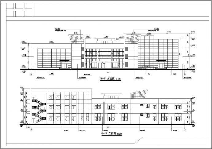 某乡镇局部三层框架结构办公楼建筑设计方案图_图1
