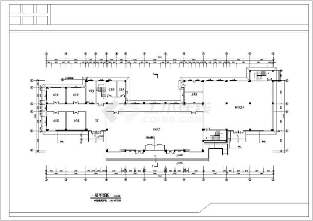 某乡镇局部三层框架结构办公楼建筑设计方案图-图二