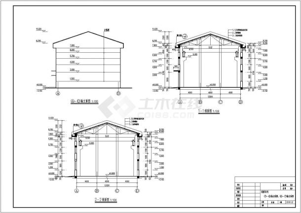某三角形钢屋架排架结构厂房建筑设计施工图-图二