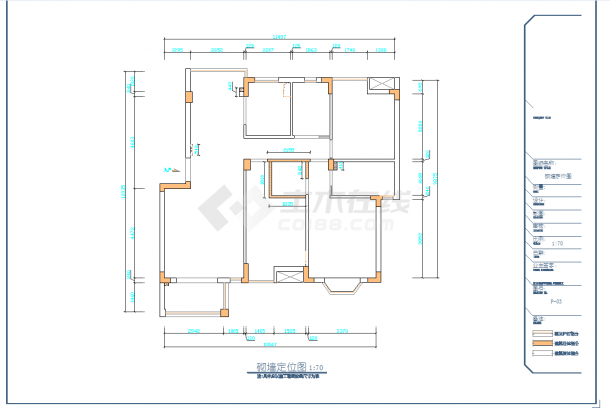 江西现代新中式三居室样板间装修施工图CAD图纸-图一