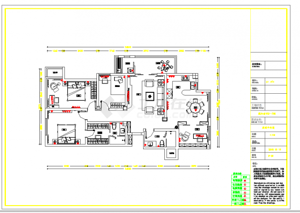 深圳时尚简约三室两厅室内设计CAD图纸-图二