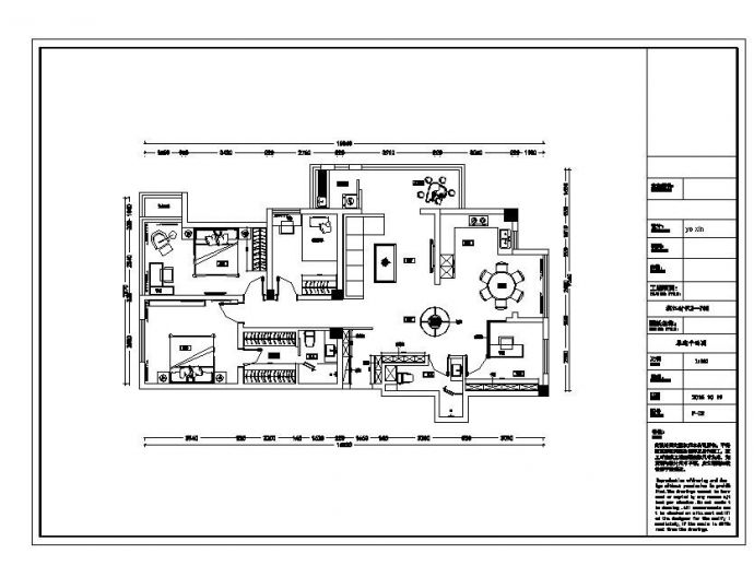 时尚简约三室两厅室内设计CAD施工图_图1