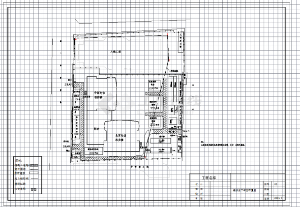 某地北京某通信指挥楼装饰装修施工平面布置图CAD图纸-图二
