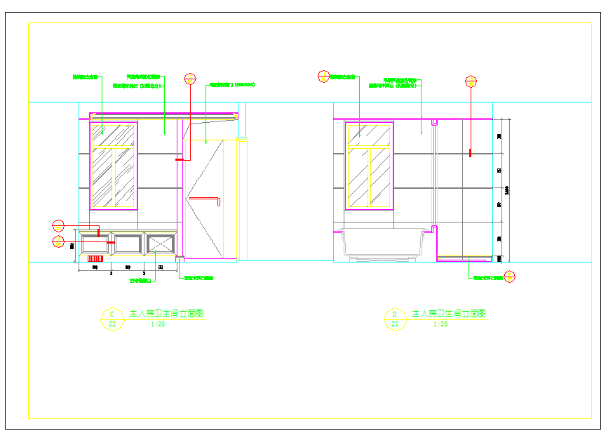 厦门某三室两厅样板房室内装修施工图CAD图纸