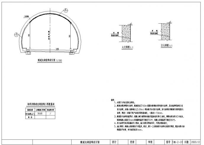 隧道工程衬砌断面设计施工图_图1
