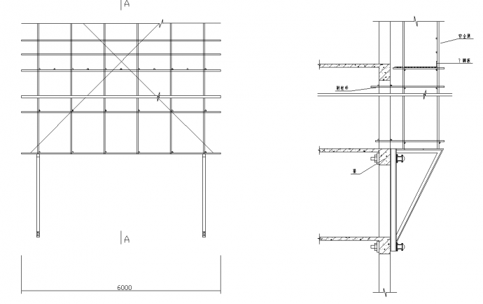 某地建筑施工外挑脚手架图节点图CAD图纸_图1