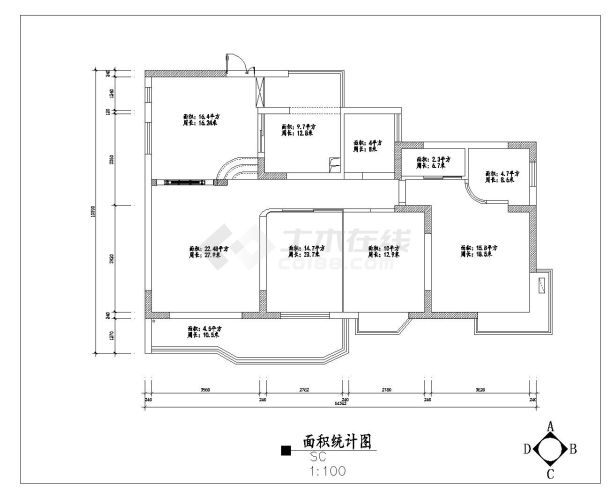 某二居室装修设计cad施工图-图二