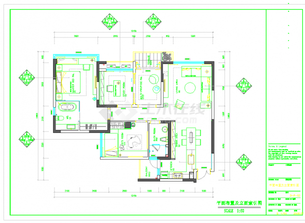 四川100平米三室两厅样板房施工图CAD图纸-图二