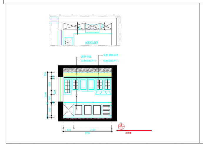 温州美式田园三室两厅室内装修图CAD图纸_图1